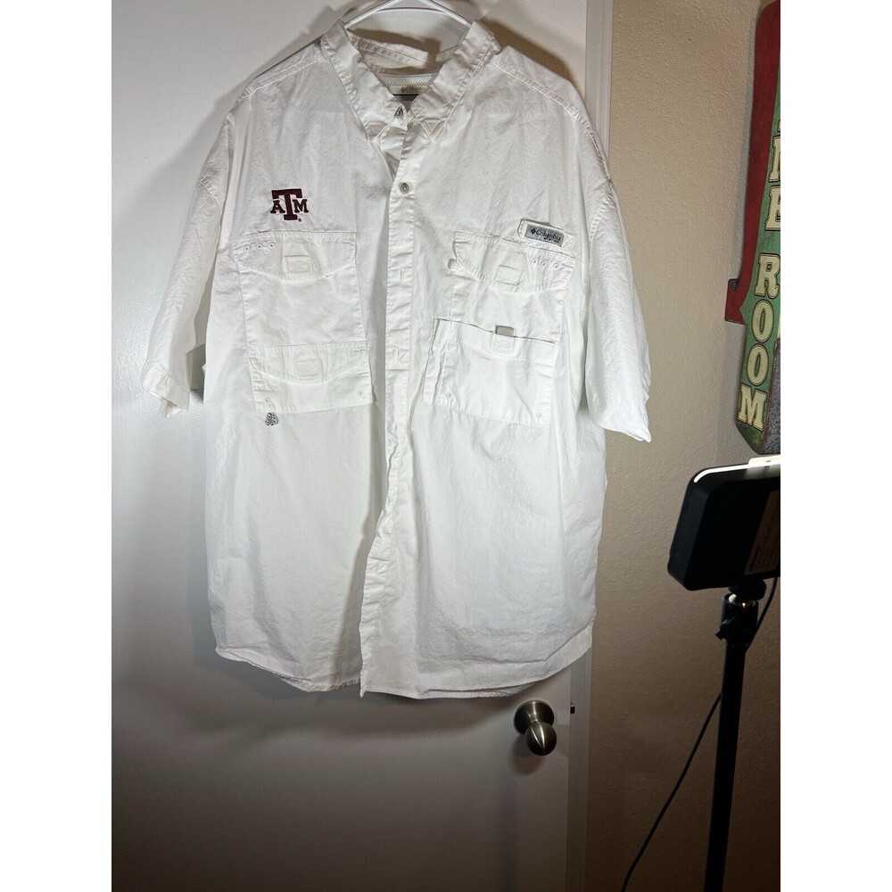 Columbia PFG Texas A&M Shirt Men's Size 3XL Button Short Sleeve Fishing